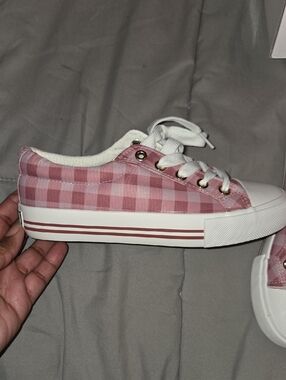 Olivia Miller Pink Gingham Platform Sneakers